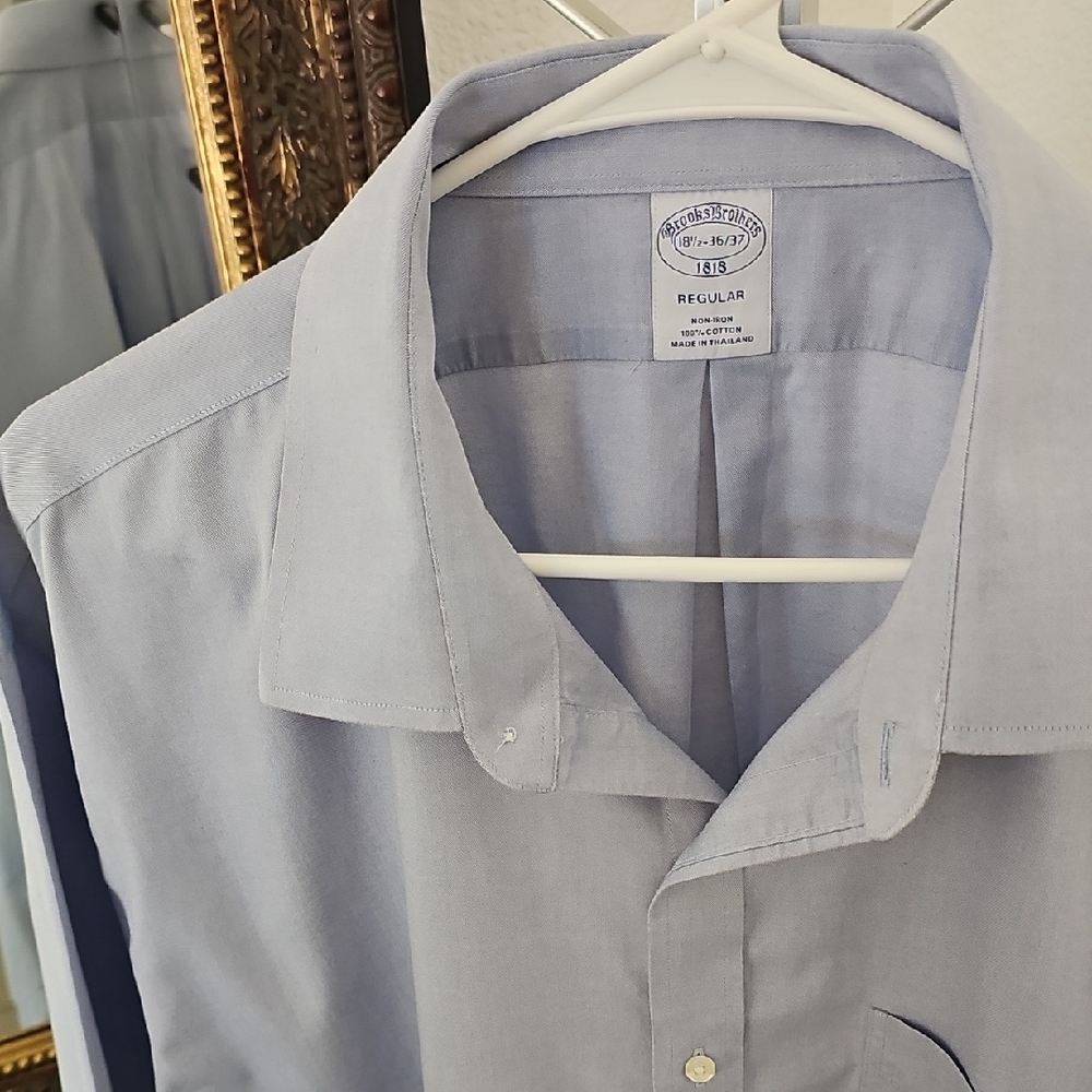Brooks Brothers 1818 Regular Classic Blue Long Sleeve Dress Shirt - 18.5 36/37